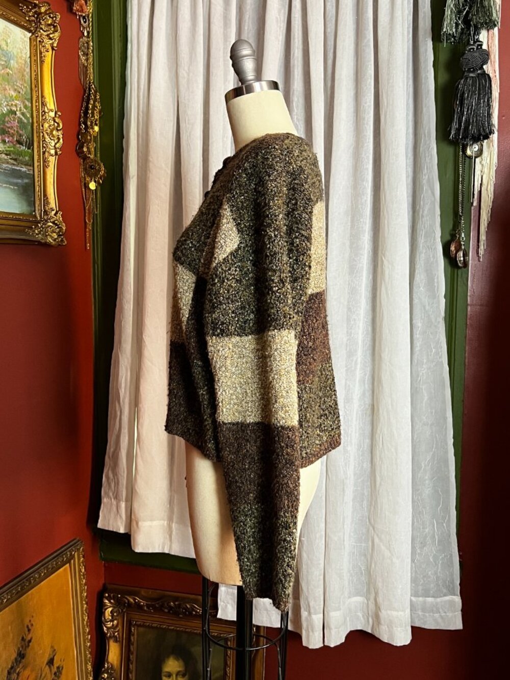 Earthy Patchwork Cardigan Sweataer - Picture 4 of 10
